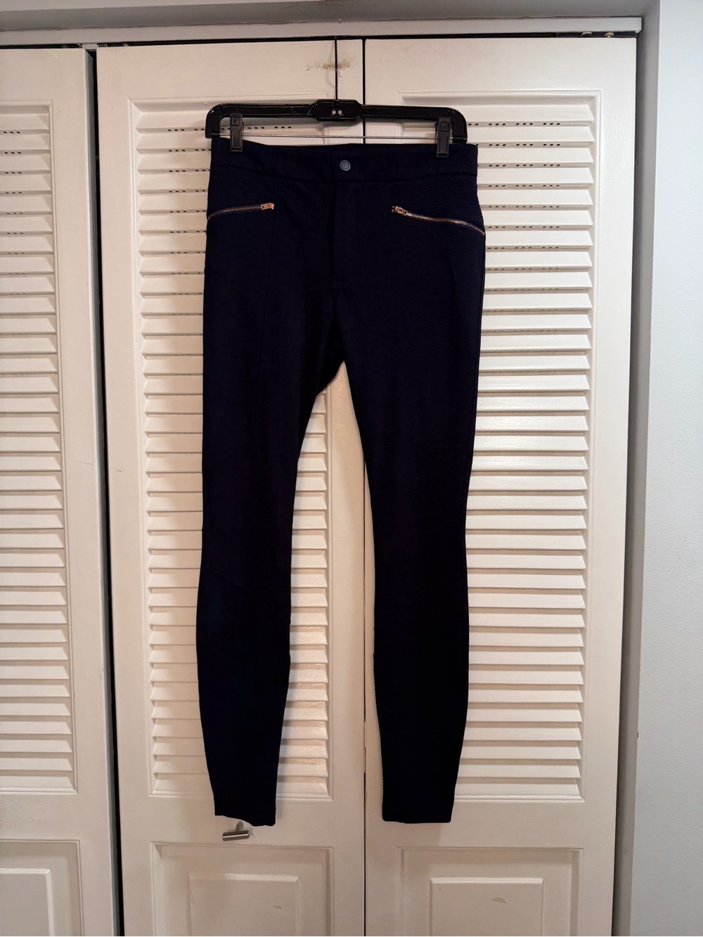Athleta Navy Moto Leggings with Branded Waistband
